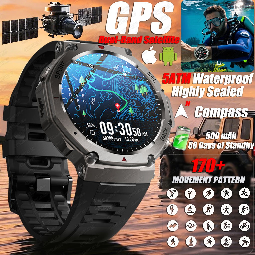T-Rex 3 SmartWatch 466*466 AMOLED Full Touch Screen 5ATM Waterproof GPS 500mAh High Battery Compass 170+Sports Models For XIAOMI
