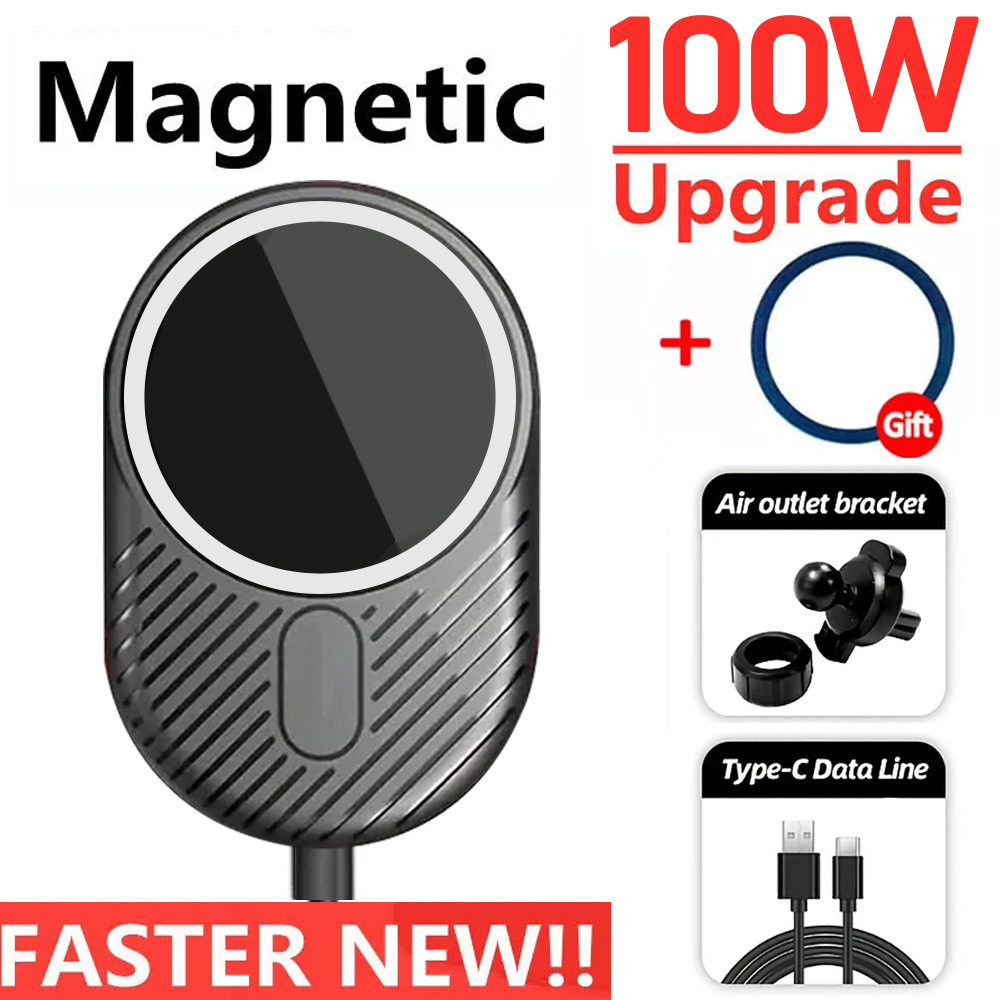 100W Magnetic Wireless Car Charger Air Vent Mount For iPhone 15 Pro Max/Mini Fast Charging Car Phone Holder For iPhone 12/13