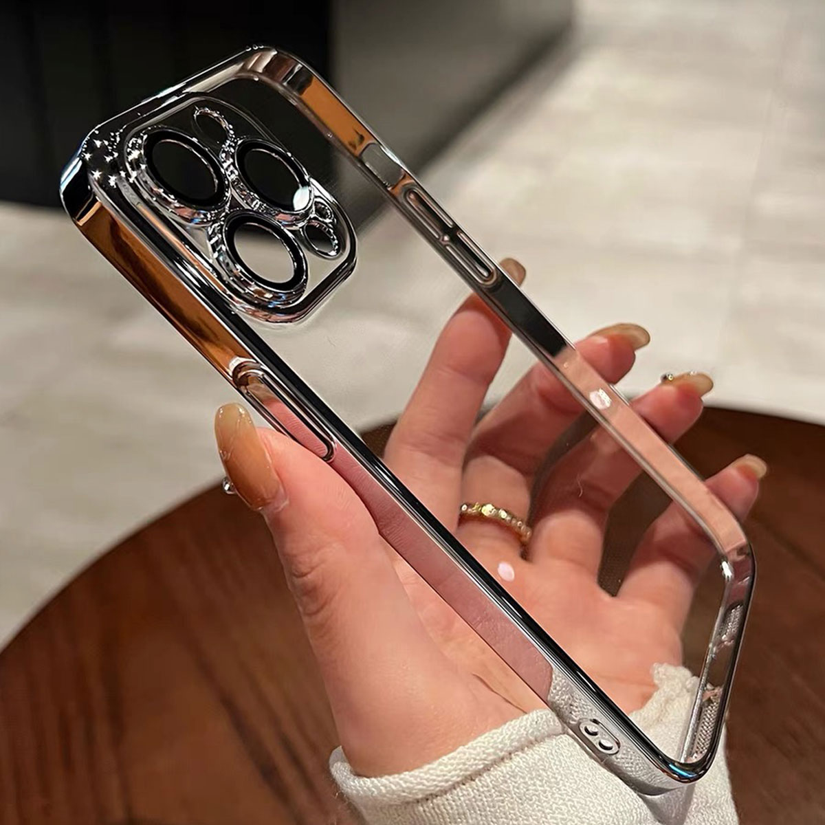 Luxury Plating Clear Silicone Phone Case For iPhone 16 15 14 13 12 11 Pro X XR XS Max Mini Plus Lens Protection Case Back Cover
