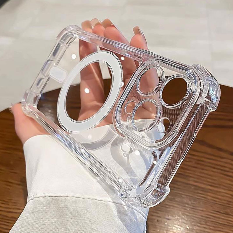 Luxury Magsafe Shockproof Clear Case For iPhone 16 15 14 13 12 11 Pro Max Plus Magnetic Wireless Charge Transparent Back Cover