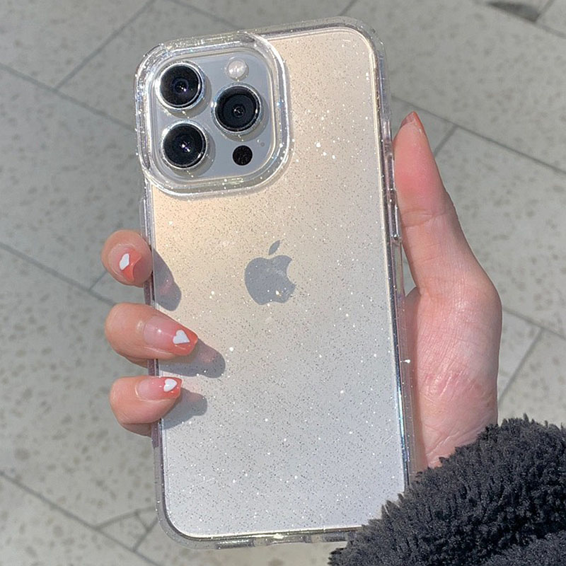 Luxury Bling Glitter Clear Phone Case For iPhone 11 12 13 14 15 16 Pro X XR XS Max Mini 7 Plus Shockproof Soft Transparent Cover