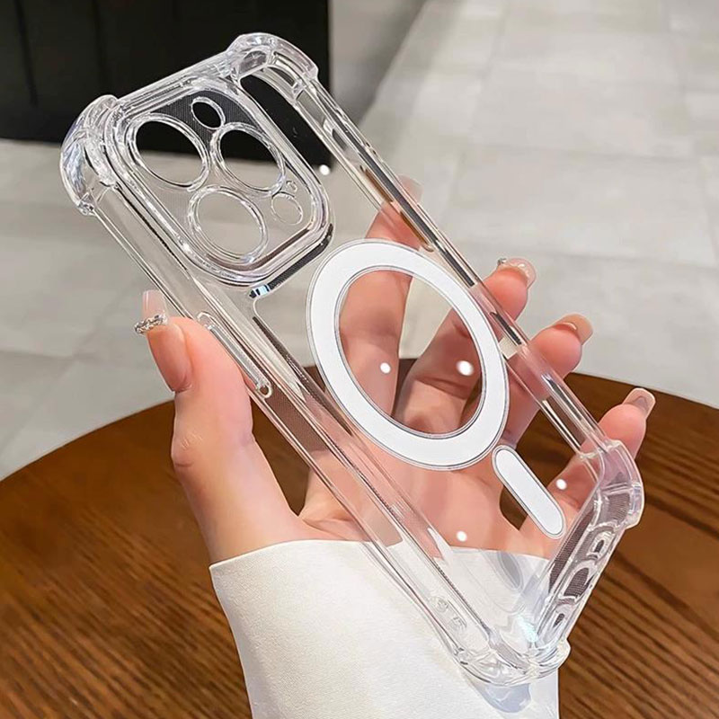 Luxury Wireless Charge Magsafe Transparent Case for iPhone 16 15 14 13 12 11 Pro Max Plus Magnetic Shockproof Soft Bumper Cover