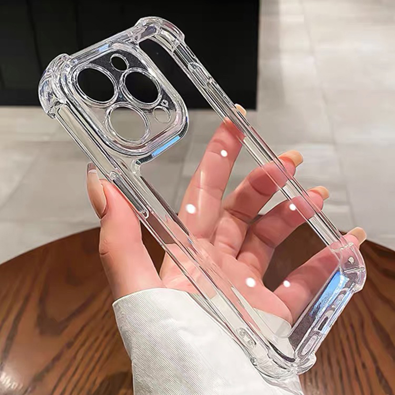 Luxury Shockproof Clear Phone Case For iPhone 15 14 13 12 11 Pro Max X XS XR 7 8 Plus SE Soft Bumper Transparent Hard Back Cover