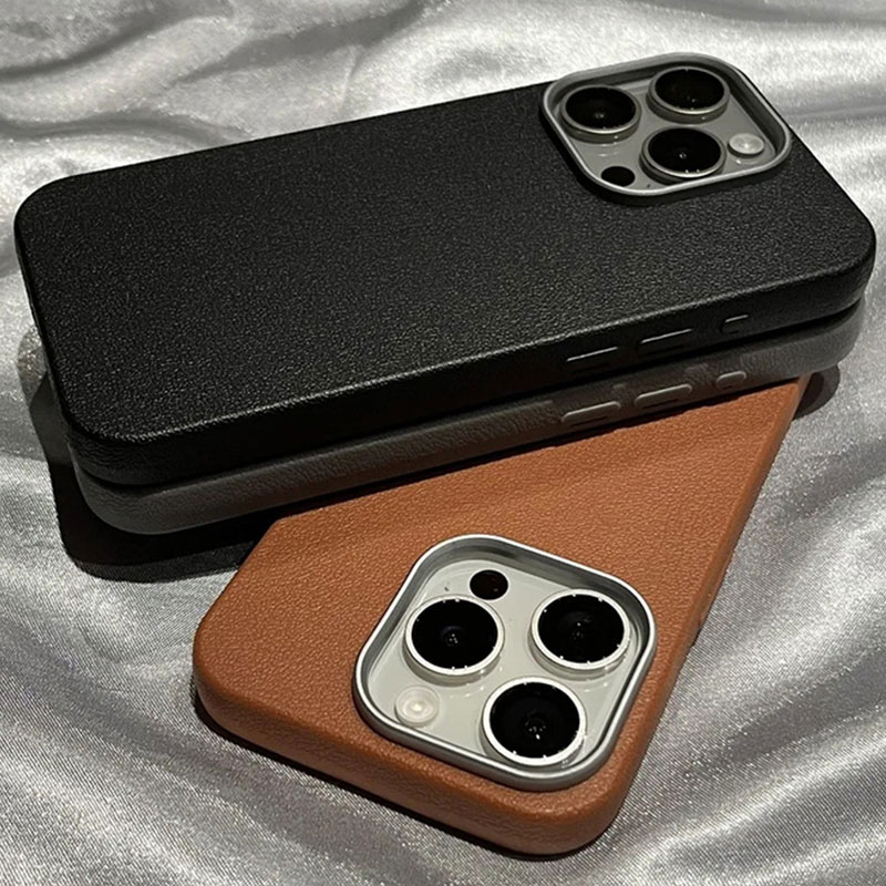 Luxury Matte Leather Silicone Phone Case For iPhone 11 12 13 14 15 16 Pro Max Plus X XS Max XR Soft Protection Shockproof Cover