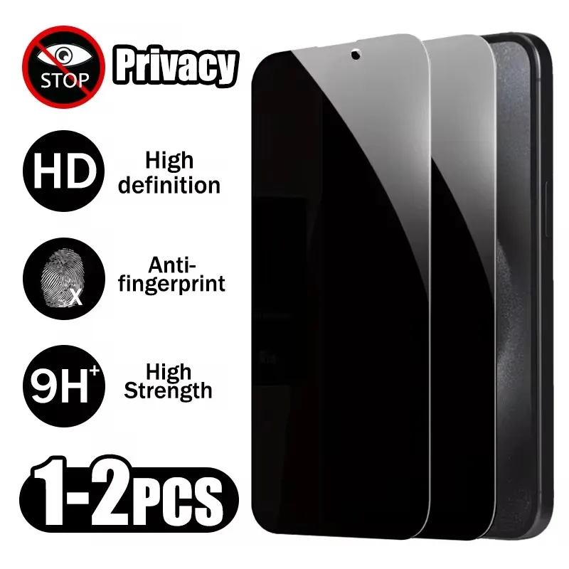 2Pcs Anti-Spy Glass For iPhone 15 14 13 12 11 Pro Max Mini 7 8 Plus Privacy Screen Protector For iPhone 16 PRO XR XS MAX X SE